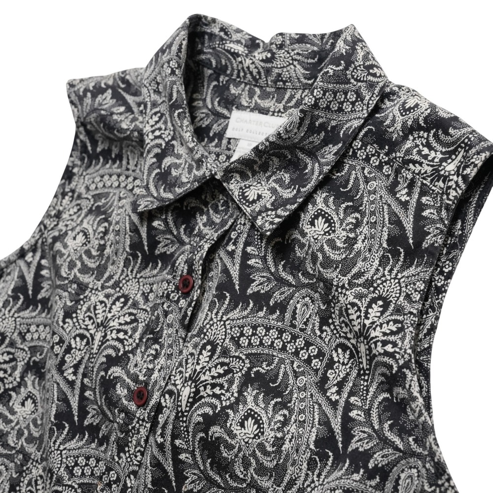 Charter Club Golf Collection Sleeveless Womens Size 10 Black White Paisley Top - Picture 1 of 14